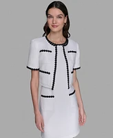 Karl Lagerfeld Paris Women's Contrast-Trim Short-Sleeve Jacket