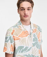 Sun + Stone Men's Cutler Leaf Print Camp Shirt