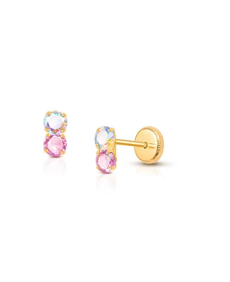 Tiny Blessings Children's 14K Gold Shimmer Drop Studs Girls' Screw Back Earrings