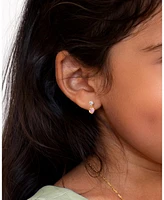 Tiny Blessings Children's 14K Gold Fearless Heart Pink & Clear Drop Girls' Screw Back Earrings