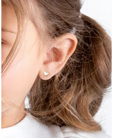Tiny Blessings Children's 14K Gold Genuine Love Mother of Pearl Heart Studs Girls' Screw Back Earrings