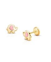 Tiny Blessings Children's 14K Gold Little Elephant Studs Girl's Screw Back Earrings