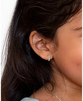 Tiny Blessings Children's Sterling Silver 9mm Timeless Pave Huggie Hoop Earrings