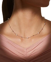 Eliot Danori Silver-Tone Imitation Pearl & Cubic Zirconia Bezel Station Necklace, 16" + 2" extender, Exclusively at Macy's
