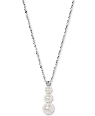 Eliot Danori Silver-Tone Imitation Pearl & Cubic Zirconia Maisie Graduated Pendant Necklace, 16" + 2" extender, Exclusively at Macy's