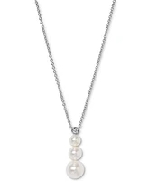 Eliot Danori Silver-Tone Imitation Pearl & Cubic Zirconia Maisie Graduated Pendant Necklace, 16" + 2" extender, Exclusively at Macy's