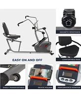 Sunny Health & Fitness Performance Recumbent Cross Trainer & Elliptical Bike with Dual Motion Arm Exercisers, SunnyFit App Enhanced Bluetooth Connecti