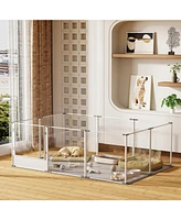 Bingopaw Transparent Pet Pen with Mat for Dog/Cat/Rabbit Litter Box