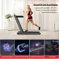 2-in-1 Electric Motorized Folding Treadmill with Dual Display, Speaker & Compact Design for Home Workouts