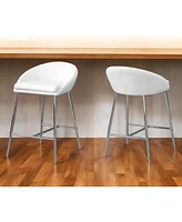 Stylish Set of Two Metal Bar Chairs with Low Back Support