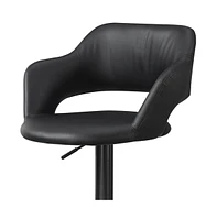 Faux Leather And Metal Low Back Adjustable Height Bar Chair
