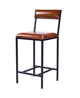 27" Brown and Black Manufactured Wood and Iron Bar Chair
