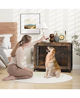 Double Lockable Doors Dog Crate Furniture with Removable Pull-out Tray – Elegant and Practical Pet Crate