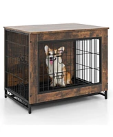 Double Lockable Doors Dog Crate Furniture with Removable Pull-out Tray – Elegant and Practical Pet Crate