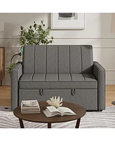 Duncan Modern Channel Tufted Upholstered Sleeper Sofa With Built-In Usb Port