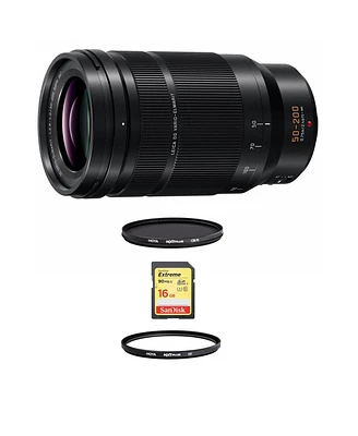 Panasonic Lumix G Leica Dg Vario-Elmarit 50-200mm f/2.8-4 Aspherical Lens for Micro Four Thirds, Bundle with Hoya 52mm Uv+Cpl Filter Kit, 32GB Sdhc Ca