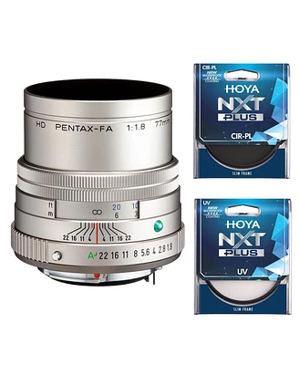 Pentax Hd Pentax-fa 77mm f/1.8 Limited Lens, Silver, Bundle with Hoya 49mm Uv+Cpl Filter Kit