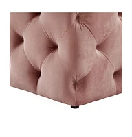 48" Blush And Black Upholstered Velvet Bench