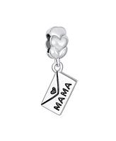Bling Jewelry Set of 2 Envelope Heart Mama Dangle & Open Heart-Shape I Love You Bead Charm Gold Plated Silver