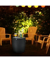 Patio 4-in-1 Rattan Cocktail Table – Multi-Functional Cool Bar, Side & Storage