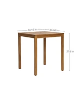 LuxenHome Outdoor Acacia Wood 37-Inch Counter Height 4-Person Dining Table