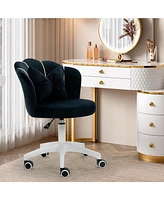 Dyhome Modern Velvet Task Chair 360 Swivel Adjustable Height Office