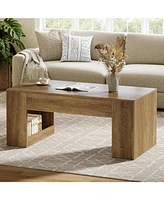 Tribesigns 47" Farmhouse Coffee Table with Storage, Rectangular Wooden Center Table with Sturdy Base Cocktail Tea Furniture for Living Room (Rustic Br
