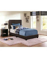 Solid Wood Twin Upholstered Faux Leather Bed Frame