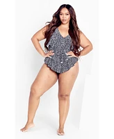 Avenue Plus Pia V-Tiered 1-Piece Swimsuit