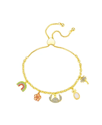 Disney Crystal and Mother of Pearl Lilo Stitch Summer Bolo Bracelet