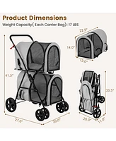 4-in-1 Double Pet Stroller with Detachable Carrier and Travel Carriage – Multi-functional Solution