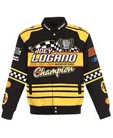 Jh Design Men's Black/Yellow Joey Logano 2024 Nascar Cup Series Champion Twill Full-Button Jacket