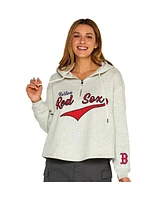 Soft As A Grape Women's Oatmeal Boston Red Sox Fleece Quarter-Zip Hoodie
