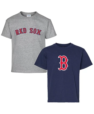 Soft As A Grape Big Boys and Girls 2-Pack Navy/Gray Boston Red Sox T-Shirt Set