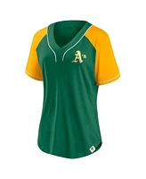 Fanatics Women's Green Oakland Athletics Cooperstown Collection Bunt Raglan V-neck T-Shirt