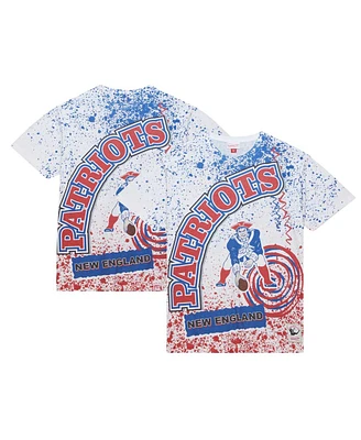 Mitchell & Ness Men's White New England Patriots Big Tall Allover Print T-Shirt