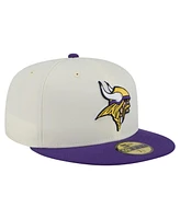 New Era Men's White/Purple Minnesota Vikings Main 59FIFTY Fitted Hat