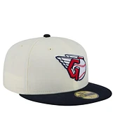 New Era Men's Cream Cleveland Guardians Chrome 59FIFTY Fitted Hat