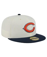 New Era Men's White/Navy Chicago Bears Main 59FIFTY Fitted Hat