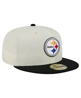New Era Men's White/Black Pittsburgh Steelers Main 59FIFTY Fitted Hat