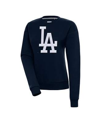 Antigua Women's Navy Los Angeles Dodgers Victory Chenille Pullover Sweatshirt