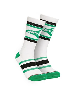 Mitchell & Ness Men's White/Green New York Jets Throwback Team Stripes Crew Socks
