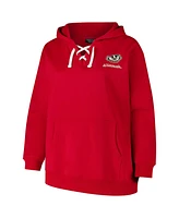 Fanatics Women's Red Wisconsin Badgers Plus Script Lace-Up V-neck Hoodie