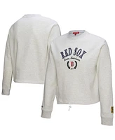 Mitchell & Ness Women's Heather Gray Boston Red Sox Cropped Toggle Pullover Sweatshirt