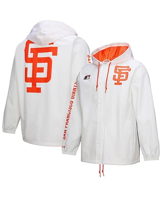Mitchell & Ness Men's White San Francisco Giants Vintage Full-Snap Hooded Coaches Jacket