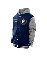 New Era Men's Navy Houston Astros Throwback Prep Full-Snap Hoodie Jacket