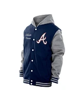 New Era Men's Navy Atlanta Braves Throwback Prep Full-Snap Hoodie Jacket