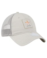 New Era Women's Light Beige Houston Astros Square Stitch 9TWENTY Adjustable Hat