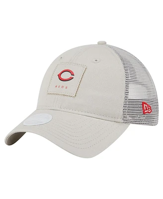 New Era Women's Light Beige Cincinnati Reds Square Stitch 9TWENTY Adjustable Hat