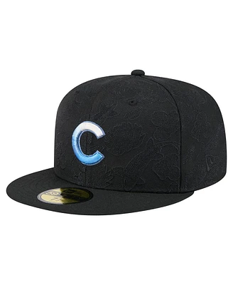 New Era Men's Black Chicago Cubs Tonal Koi 59FIFTY Fitted Hat